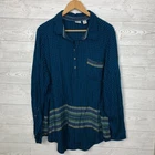 Westbound Women's Blue Checked Long Sleeve Popover Shirt 100% Rayon Size 2X