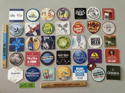  35 Beer Bar Coasters coaster Bluemoon Stella Michelob Mango Cart 805 Lot C