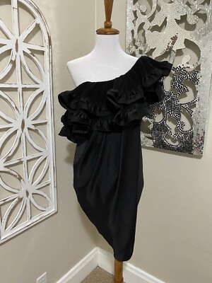 bcbgmaxazria black ruffle dress Solid Ruffle Dress Black / 10