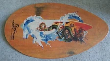 Skim Lizard Wood Wooden Skimboard Natural and Blue 30"x19" 