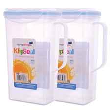 Plastic Jug Drinks Fridge Pitcher Clear Clip Seal Lid Lock BPA & Leak Free 1.5L