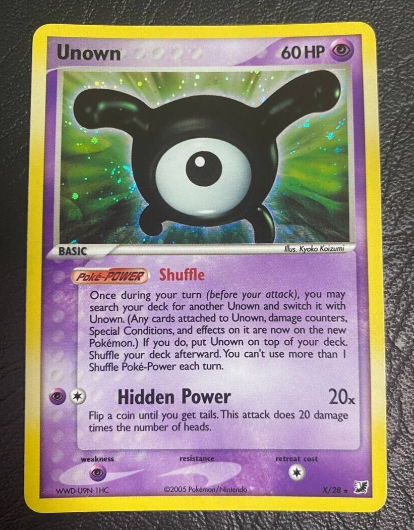 Pokemon EX Unseen Forces X/28 Unown Holo Rare Near Mint NM+ SWIRL