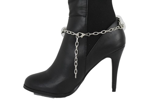 Mujer Plata Metal Cadena Bota Correa Pulsera Tobillera Zapato Dije Escorpión Bling - Imagen 20 de 24