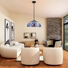 Tiffany Style Pendant Ceiling LightHanging Lamp Fixture Stained Glass Art Decor