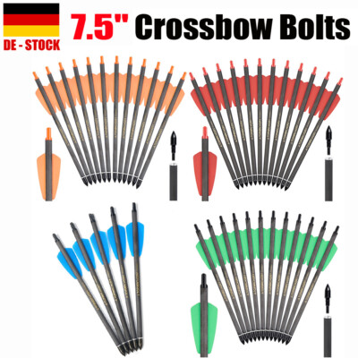 12 STÜCK 7,5 Zoll Carbon Bolzen Pfeile Spine 350 OD7.5 Vanes für Jagd Bolzen