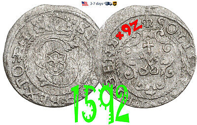Poland Lithuania SOLIDUS Solid Schilling 1592 Riga Sigismund Poland Lithuania SOLIDUS Solid Schilling 1592 Riga Sigismund