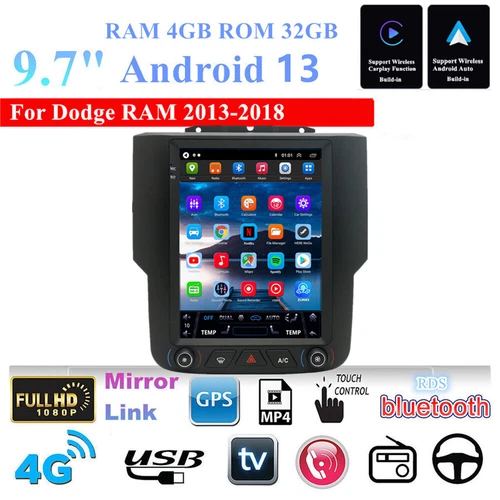 9,7" Android13 4+32G Autoradio Radio Navi GPS für Dodge RAM 1500 2500 3500 4500 - Bild 6 von 16