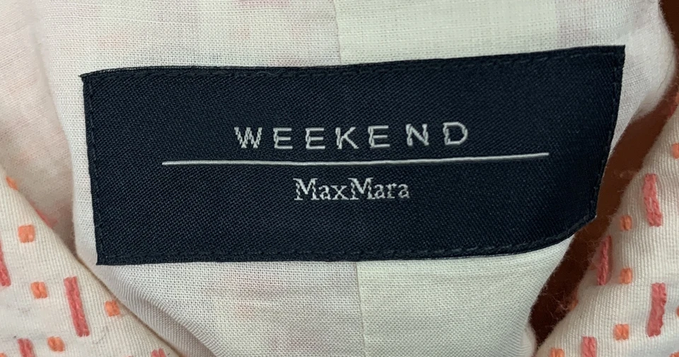 Weekend Max Mara Marfil Rosa Mezcla Algodón Estampado Geométrico Falda Traje Talla 8/12 Foto 4 de 4