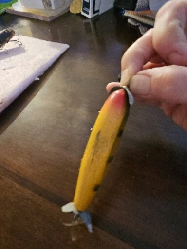 Vintage Orig Heddon Injured  Minnow Colorful Fishing  Lure  / Eyes Wood B5 - Image 2 of 4