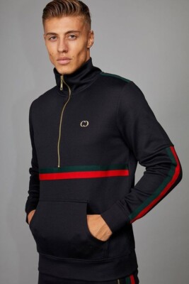 Men's Criminal Damage Cuccio 3/4 Zip Tracksuit Top – Black/Red