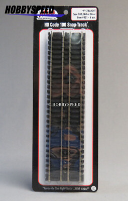 ATLAS 821 HO SCALE CODE 100 9'' STRAIGHT TRAIN TRACK (6) nickel silver ATL821 NEW