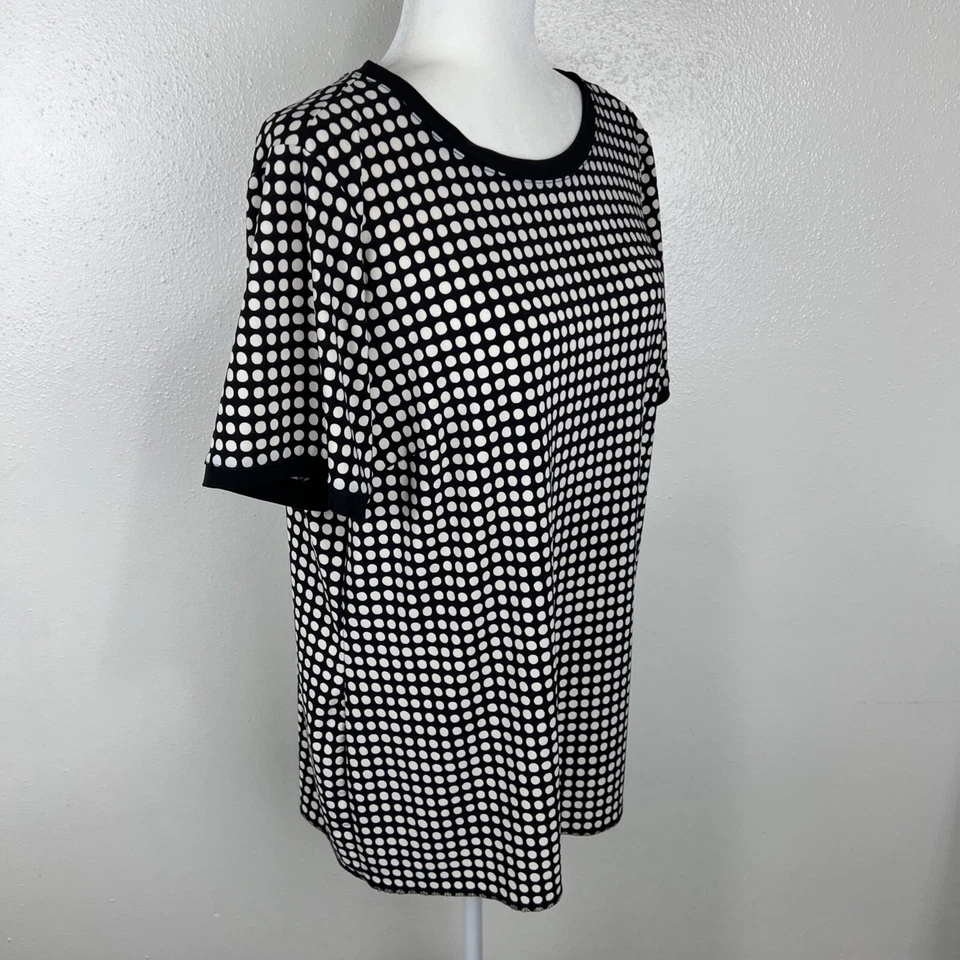 Anne Klein блузка женщин 0 X плюс размер черный белый горошек кнопка назад S/S Топ - Изображение 3 из 4