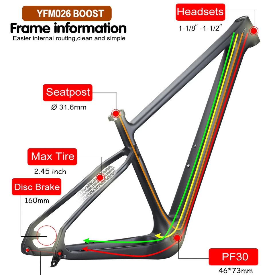 AIRWOLF Carbon 29er Boost MTB Rahmen Hardital Bike XC Cyclocross Fahrrad Crystal - Bild 4 von 4