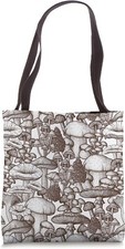Retro Mushroom Flower Hippie 60s 70s Aesthetic Large Tote Bags For Women Canvas