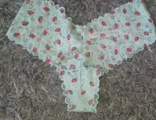 New VS wide lace high leg thong Panty Size Large minty strawberries 