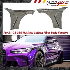 Fits 2021-2025 Bmw G80 M3 Real Carbon Fiber Set Wide Front Vented Fenders Panel