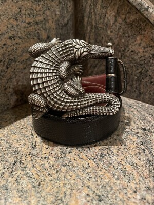 Huge Kieselstein-Cord Sterling Alligator Buckle With Black  display picture 1