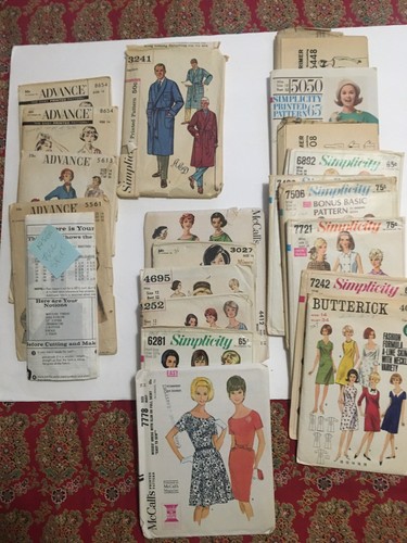Huge lot of 75 vintage 1950s-70s sewing patterns!