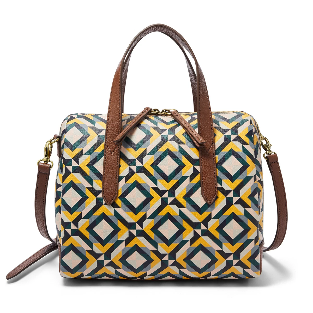 Fossil Sydney Satchel Yellow Geometric Crossbody Bag SHB2351702 NWT $138  Retail | eBay