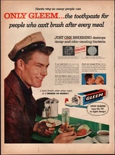 1956 Vintage ad GLEEM retro toothpaste cosmetic Hat Jacket plate cup   06/16/23
