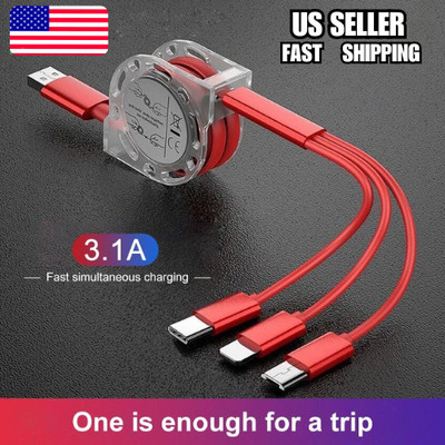 FOR FLOVEME 3 in 1 USB Cable Fast Charging for iPhone 14 Type C Micro USB
