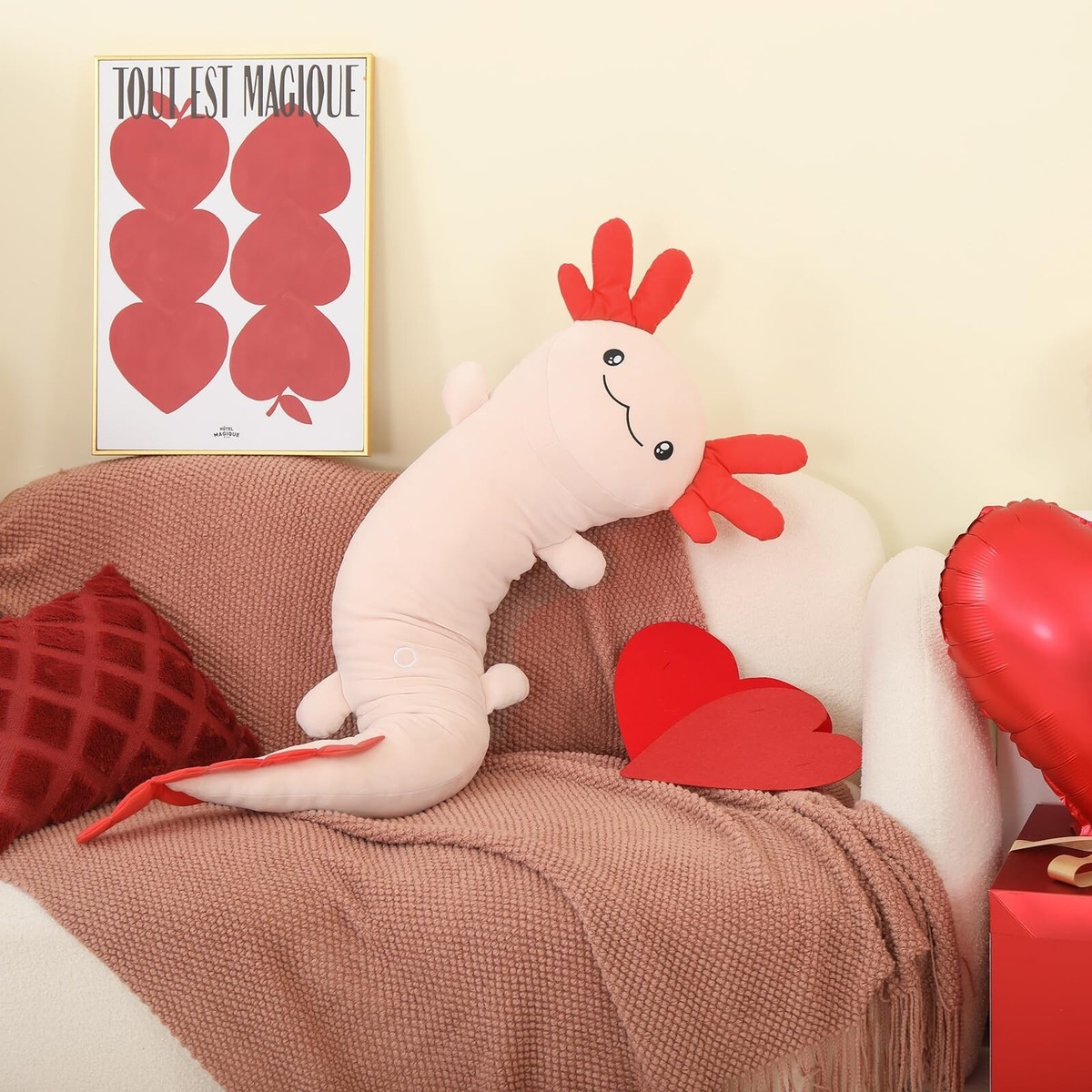 Tezituor 43 Axolotl Stuffed Animal Big Axolotl Plush Pillow Plush Toy
