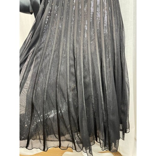 JS Collections Black Pleated Sequin Midi Dress Satin Bow Formal Party 8 - Picture 8 of 8
