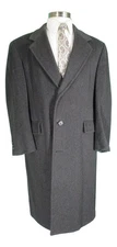 Hart Schaffner Marx Mens Charcoal Wool Single Breasted Overcoat 40S USA
