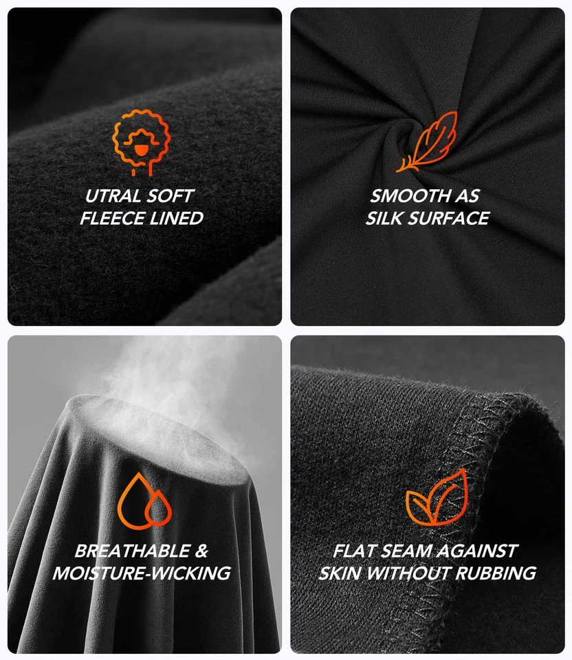 Men's Thermal Underwear Shirt, Fleece Lined Base Layer Cold Weather Tops Long... - Image 2 of 4