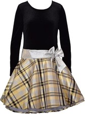 Bonnie Jean Girls Christmas Holiday Velvet Drop Waist Style Dress