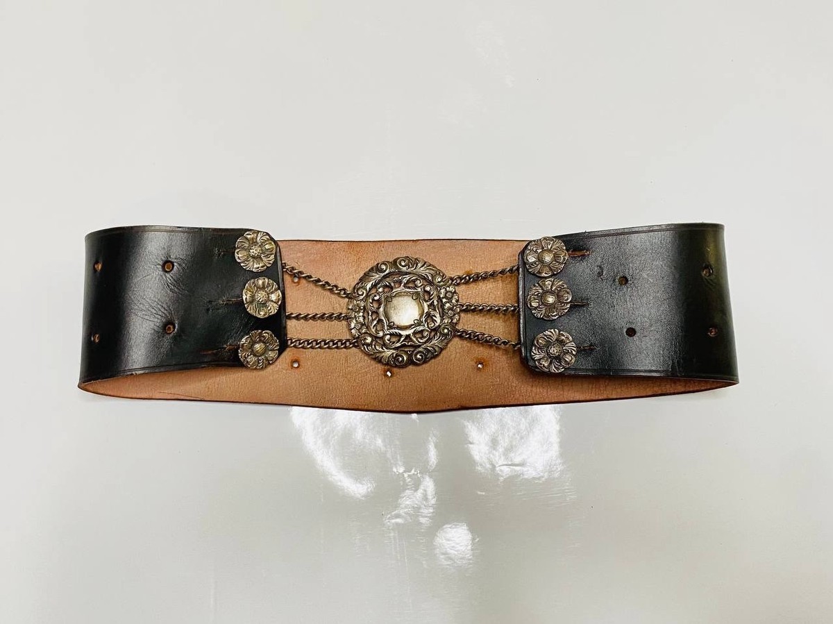 ARGENTINA Vintage Gaucho Rastra 800 Sterling Silver Leather  display picture 2