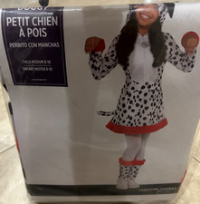 Dalmation White w/ Black Spots Hooded Dress Dog Costume Girls Med 8-10 NEW