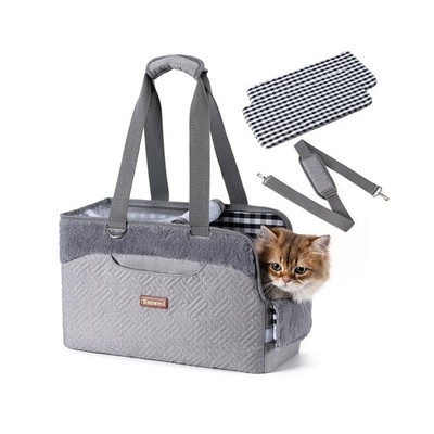 Cat Carrier Bag for Pets Up to 15 Lbs, Fully Open Mesh Roof, Side Vent & 3 St...