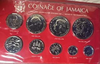 1976 Jamaica 9 Pc Uncirculated Coin Set In Original Packaging