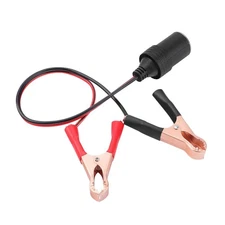 12V Battery To Cigarette Lighter Adapter Alligator Clamp Clip 12 Volt Car Socket