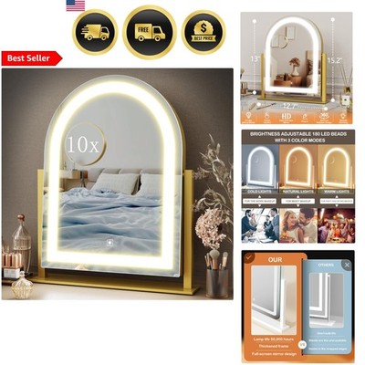 Lighted Makeup Mirror with Lights 3 Color Modes Detachable 10X Magnification