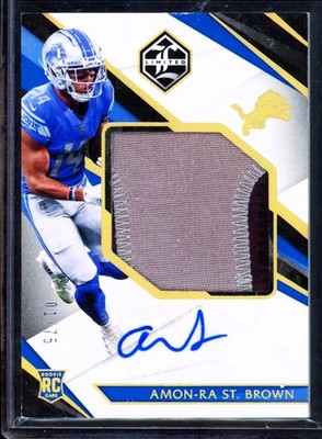 2021 PANINI LIMITED AMON-RA ST. BROWN ROOKIE JUMBO PATCH AUTOGRAPH GOLD #D 01/75