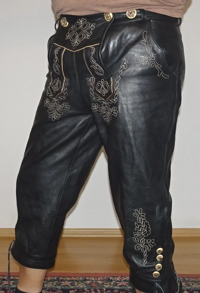 Lederhose BW44 cm, kurze Lederhose, Knickerbocker, Krachlederne, Plattlerhose - Bild 2 von 4