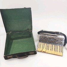 Vintage Pearlescent Scarlatti Accordion German Made With Carry Case (TLC Needed)