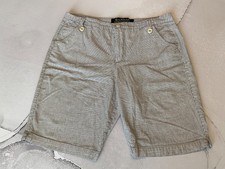 Gloria Vanderbilt Womens Bermuda Pin Stripe Shorts Sz 14 High Rise Gray  White