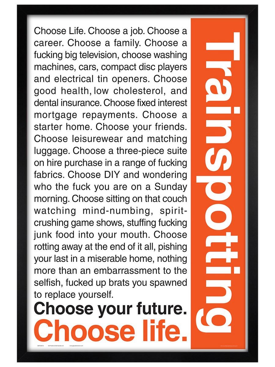 Trainspotting Quotes Maxi Poster - Black Wooden Framed