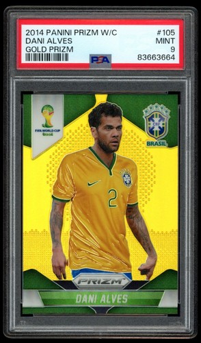 2014 Panini Prizm World Cup #105 Dani Alves Gold /10 PSA 9 Brazil