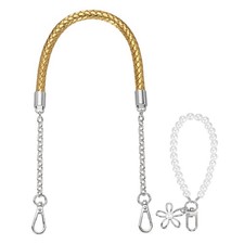 62cm/24.4" PU Leather Braided Purse Straps Gold, Silver Buckle 