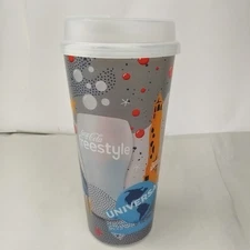 Universal Studios Coca Cola Freestyle Whirley Cup Drink Bottle Tumbler Lid Clip