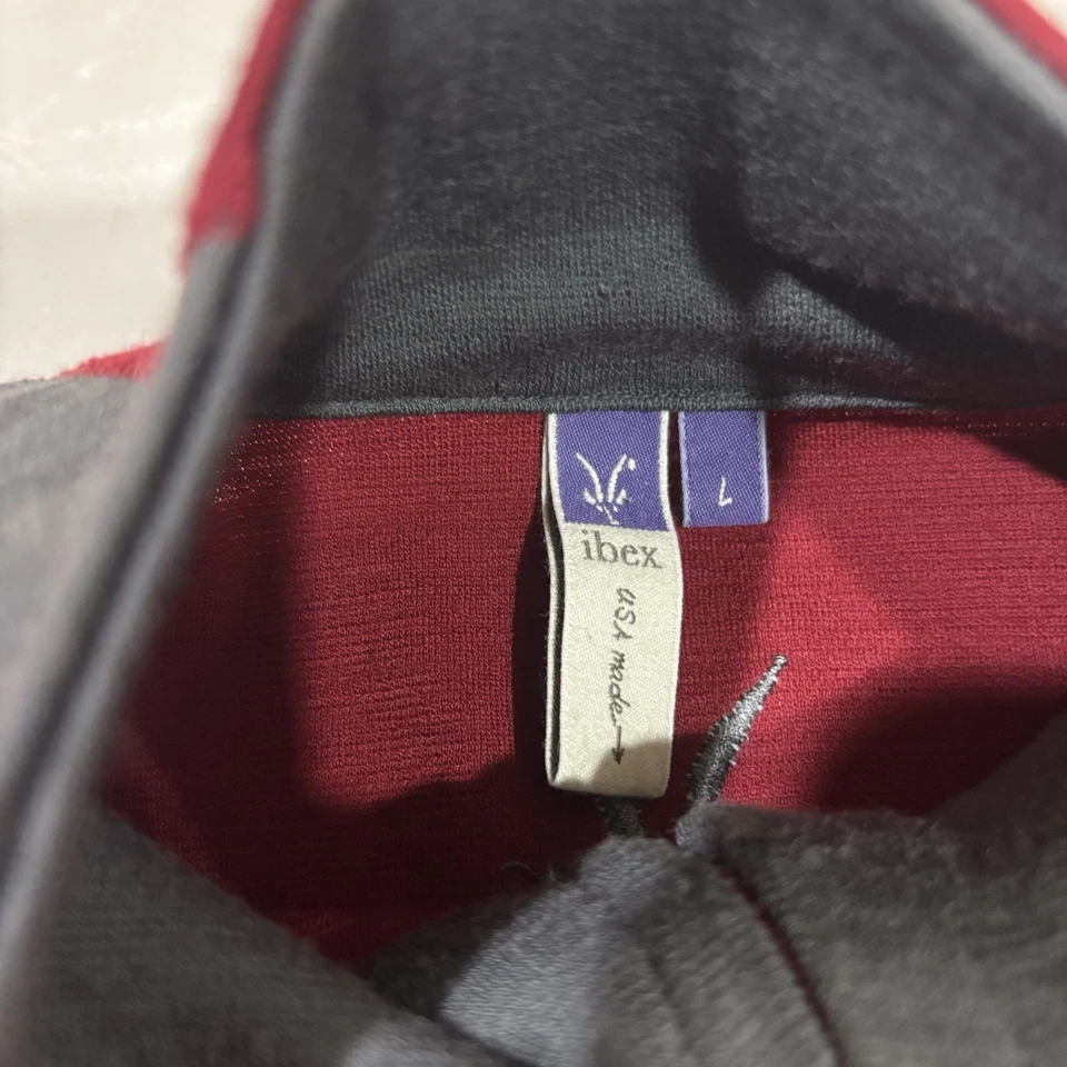 Ibex Full Zip New Zealand Merino Wool Sweater Men’s Large Red Outdoors Gorp Hike - Image 4 of 4