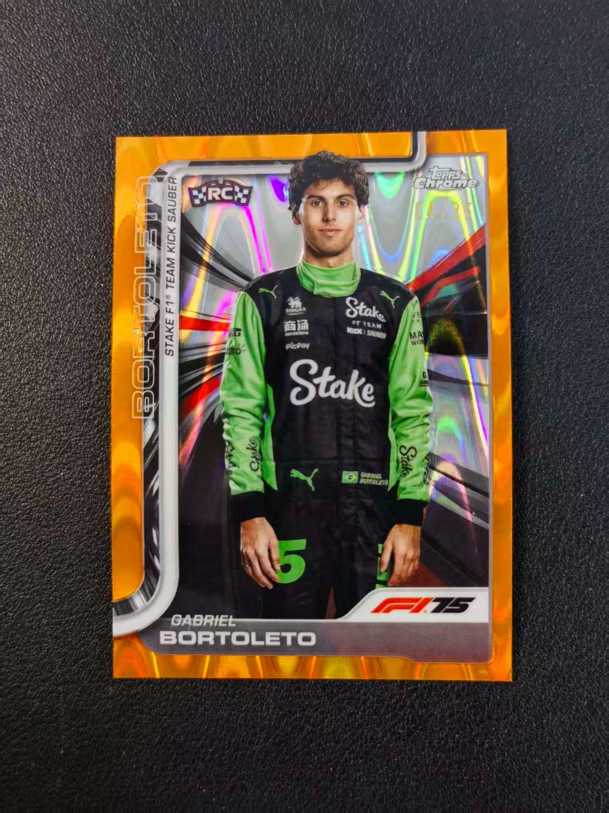 2025 Topps Chrome F1 Gabriel Bortoleto RC Portrait Orange RayWave 4/25 #20 FEG