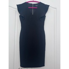 DKNY LBD Little Black Dress Flutter Sleeve Exposed Silver Color Zipper Sz 4