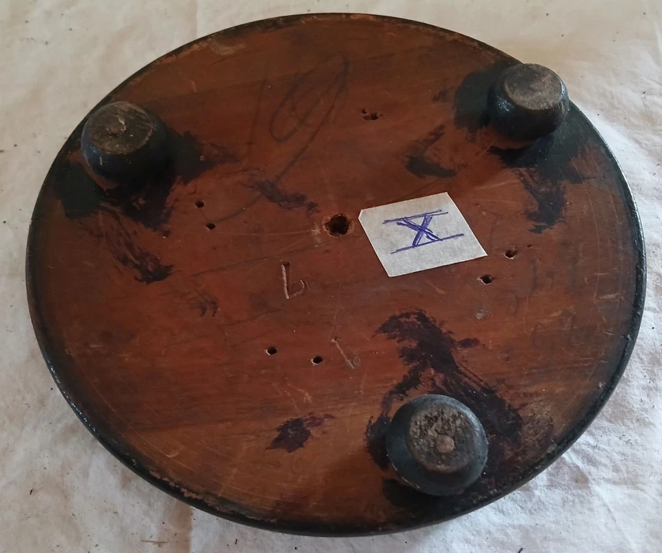 Ancien socle de globe de mariée ou pendule. Bois noirci.NAPOLEON III XIXé (X) - Photo 3/4