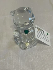 Fenton Art Glass May Bear Emerald Birthstone Heart NWT