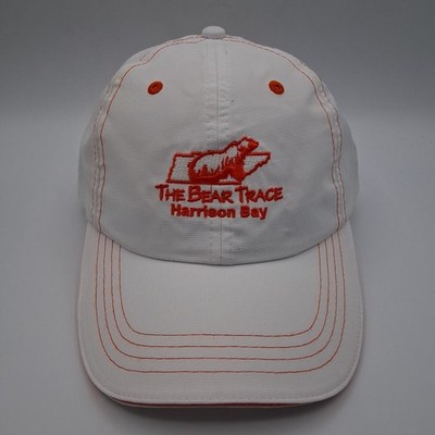 The Bear Trace Harrison Bay Hat Cap Imperial Strap Back White Orange TN Map Logo